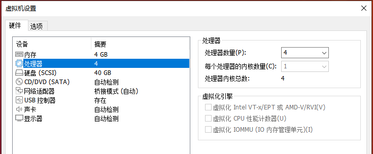 设置虚拟机 CPU