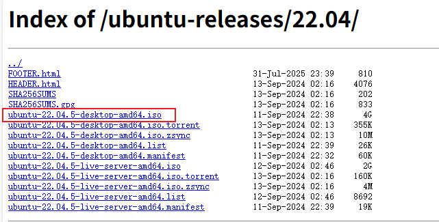 Selecting the Ubuntu Desktop ISO