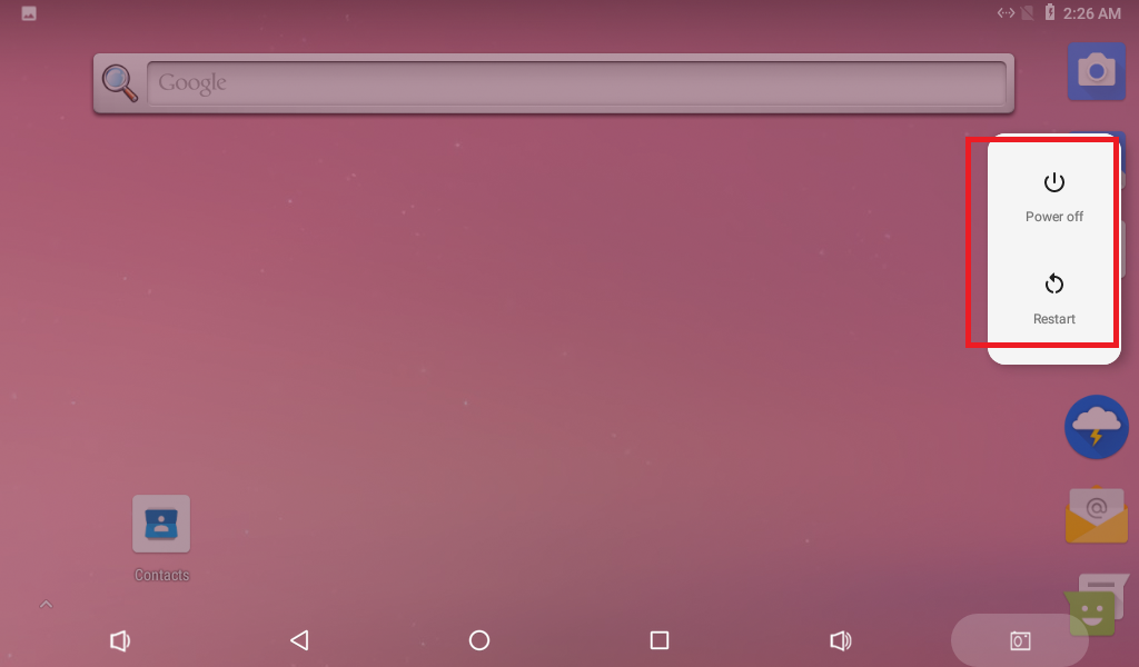 Android power menu